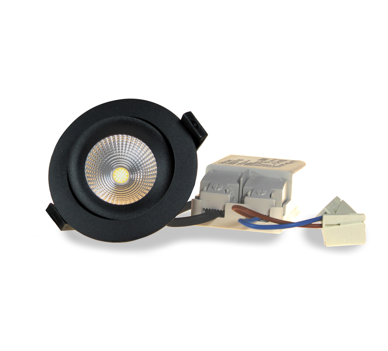 Beluga One4all LED-Set 6.5W schwarz matt Phasen, RAL 9005-630lm 3000K CRI90 36° IP44 Ø68-83/90mm steckfertig-Produktbild