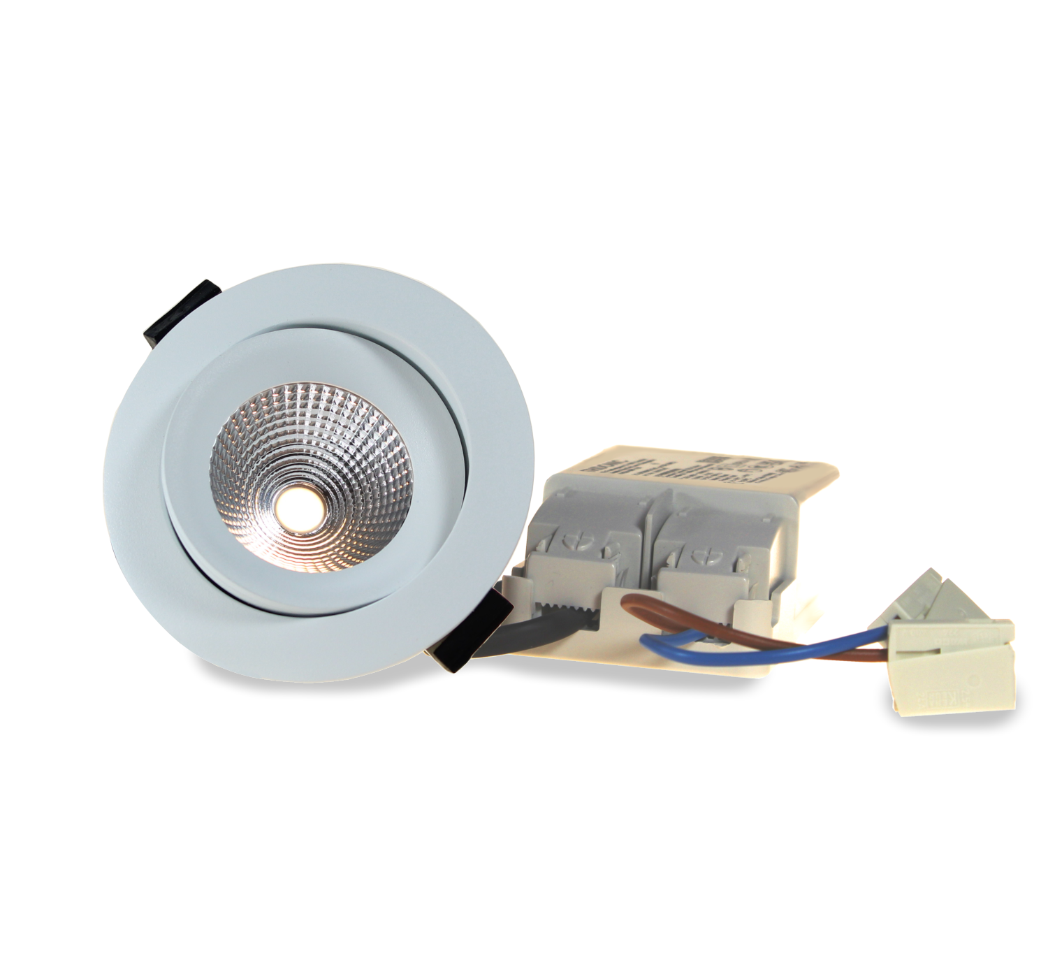 Beluga One4all LED-Set 6.5W weiss matt Phasenschnitt, RAL 9016-630lm 3000K CRI90 36° IP44 Ø68-83/90mm steckfertig-Produktbild