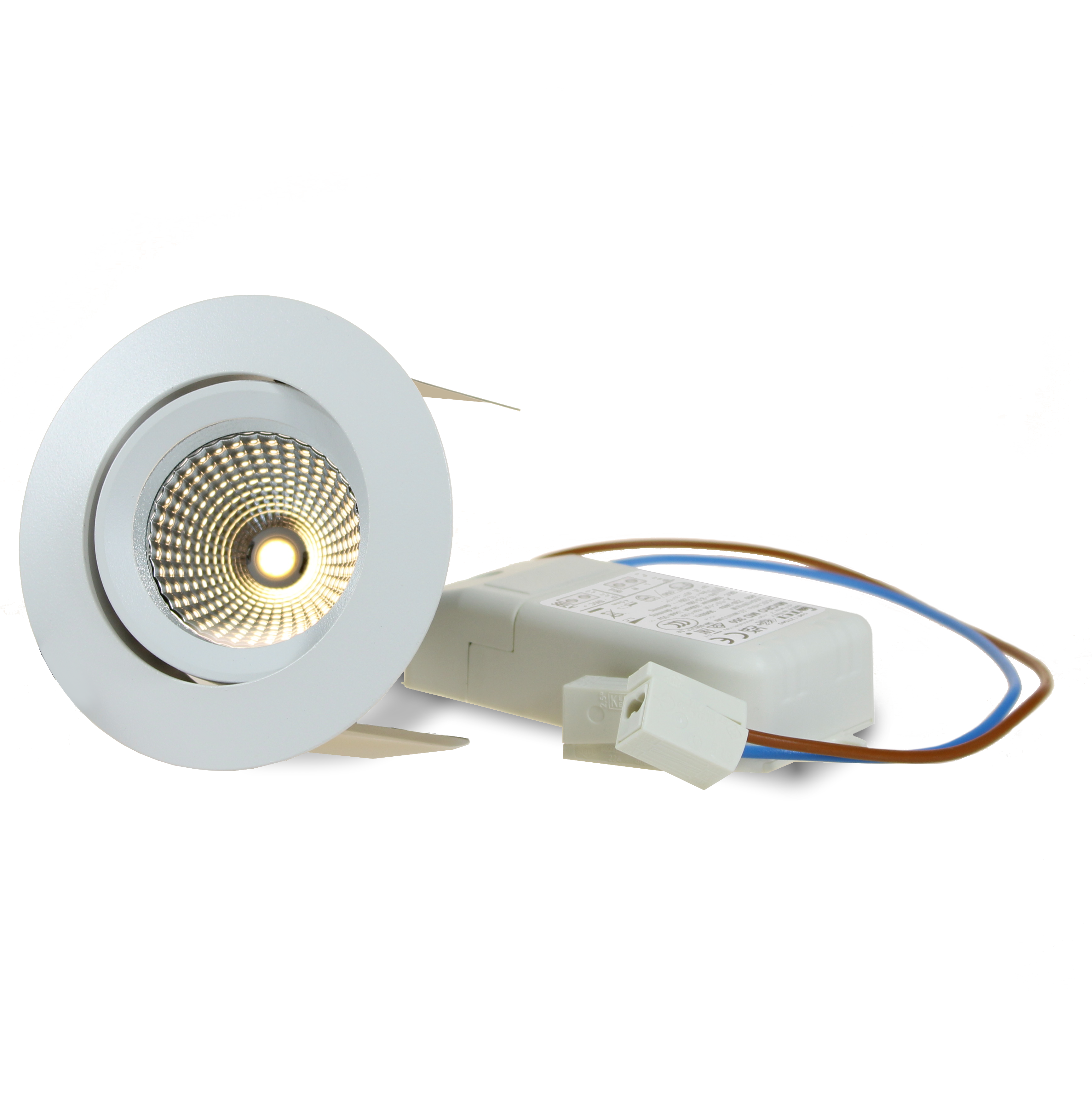 Narva-Set weiss-matt 6.2W 3000K 38° 350mA 686lm-CRI90 dim Ph-an/ab. Steckfertig Ø68/85mm-Produktbild