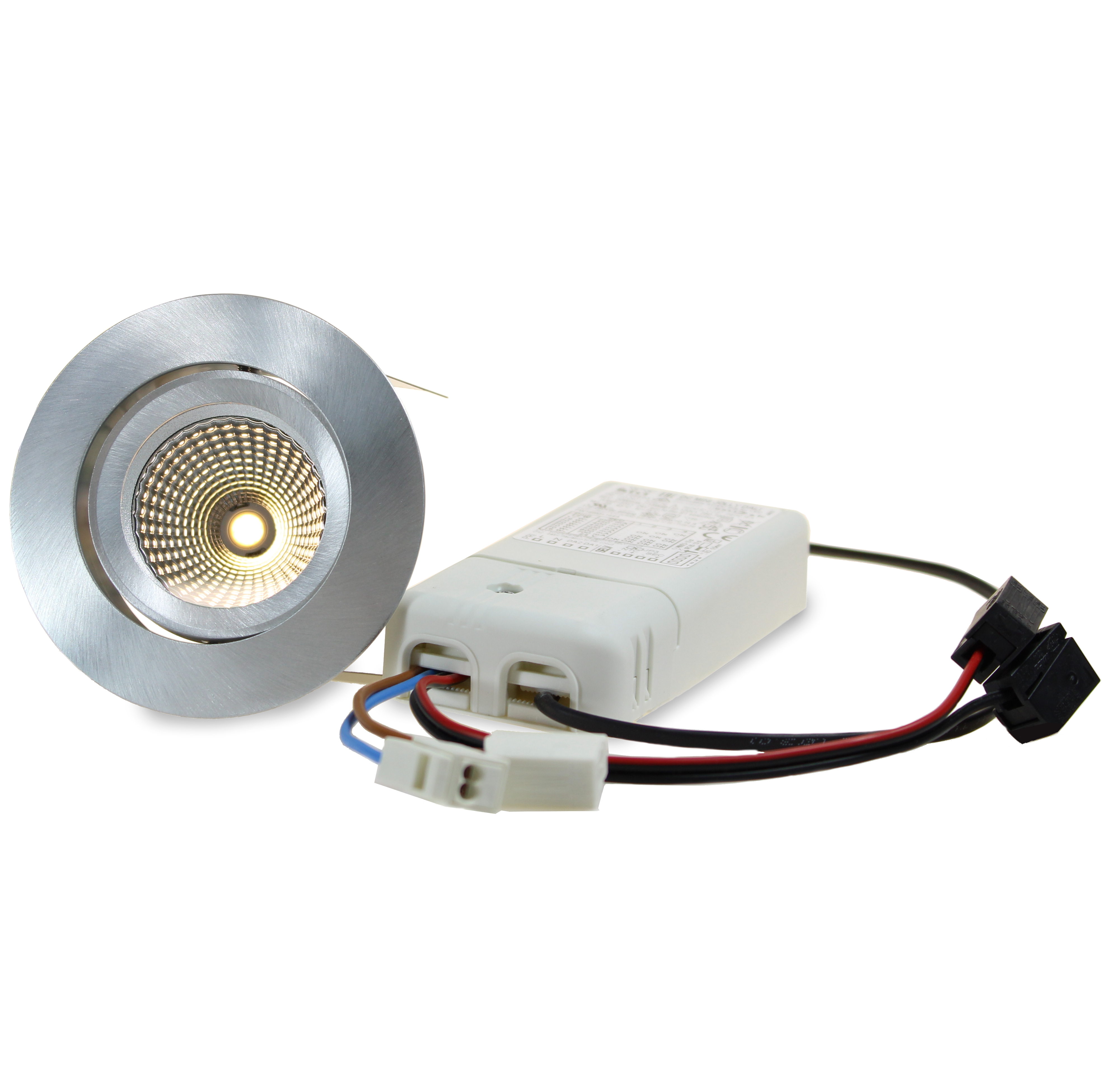 Narva-Set Alu geb. 6.2W 2700K 38° 350mA-670lm CRI90 DALI Steckfertig Ø80/92mm-Produktbild