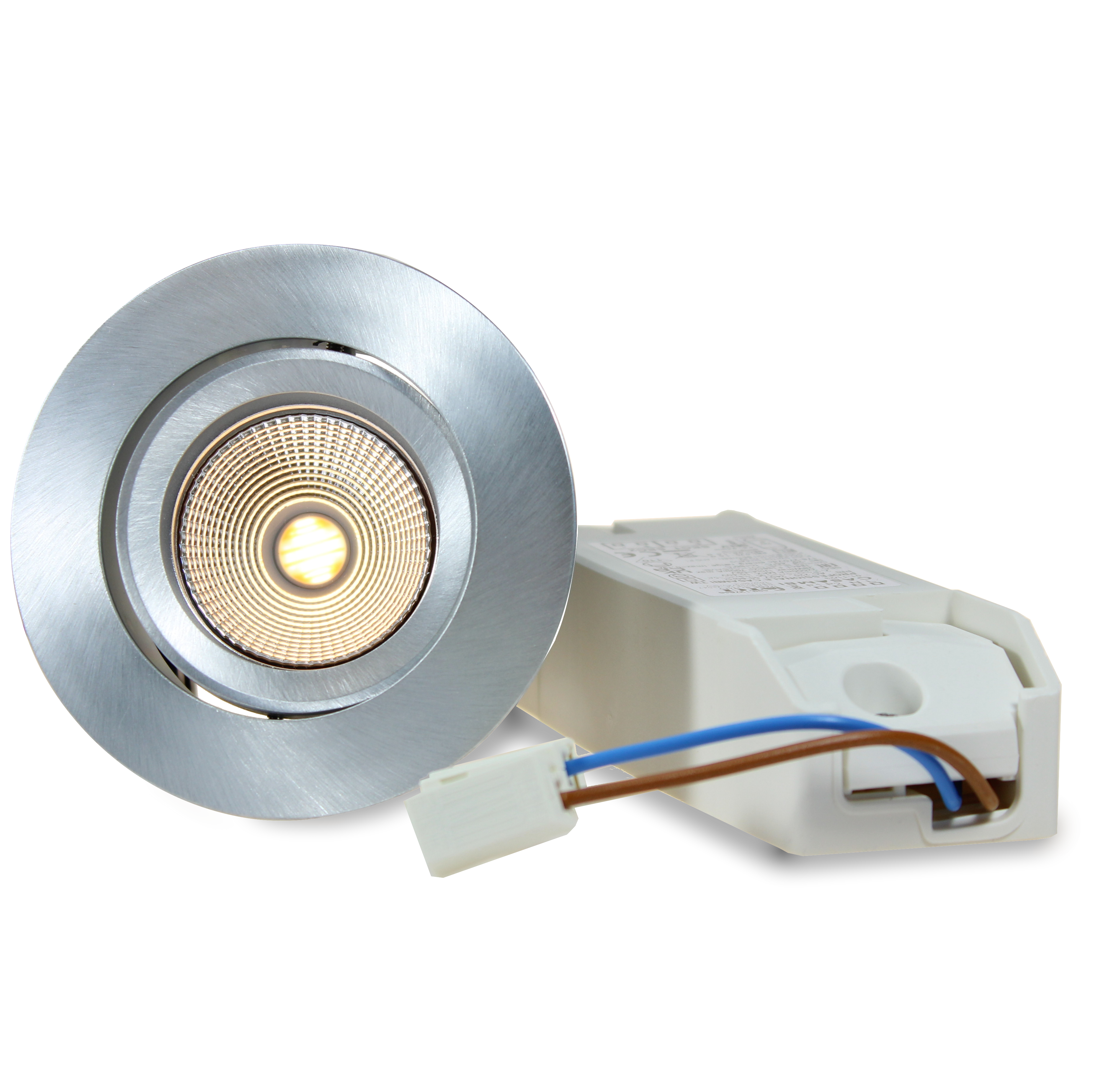 LED-Set Narva alu gebürstet Tunable White 9W 2700-6500K 35° 500mA-900lm CRI95 IP44 Casambi steckfertig Ø80/92mm-Produktbild
