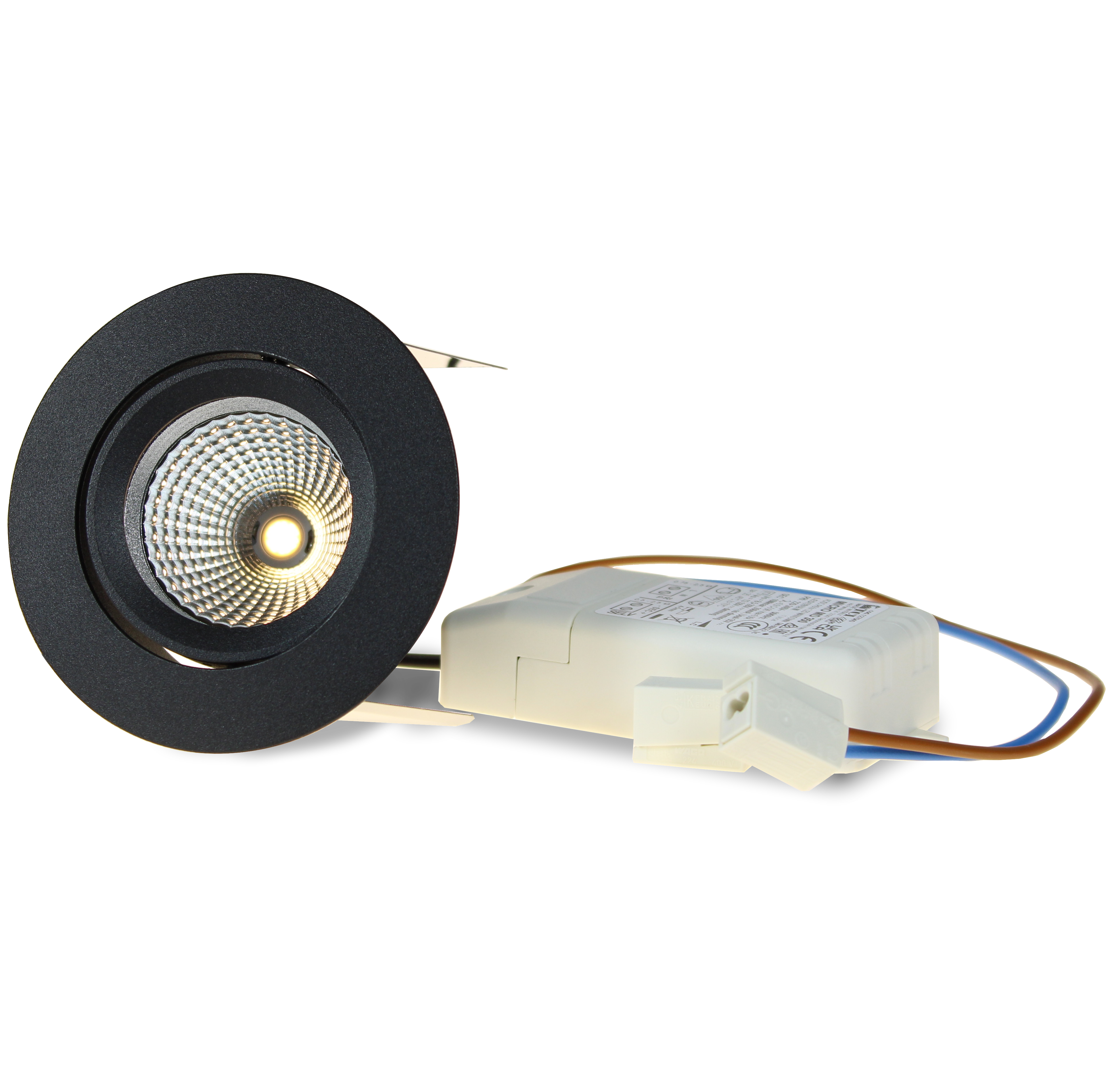 Narva-Set schwarz-matt 6.2W 3000K 38° 350mA 686lm-CRI90 dim Ph-an/ab. Steckfertig Ø80/92mm-Produktbild